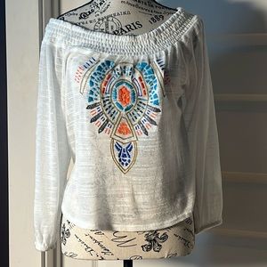 Flying Tomato  Embroidered Southwestern Aztec Top